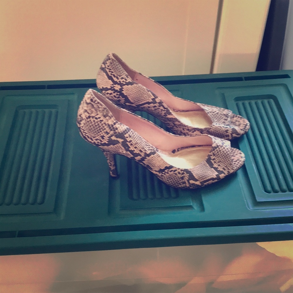 Pink snake skin heels